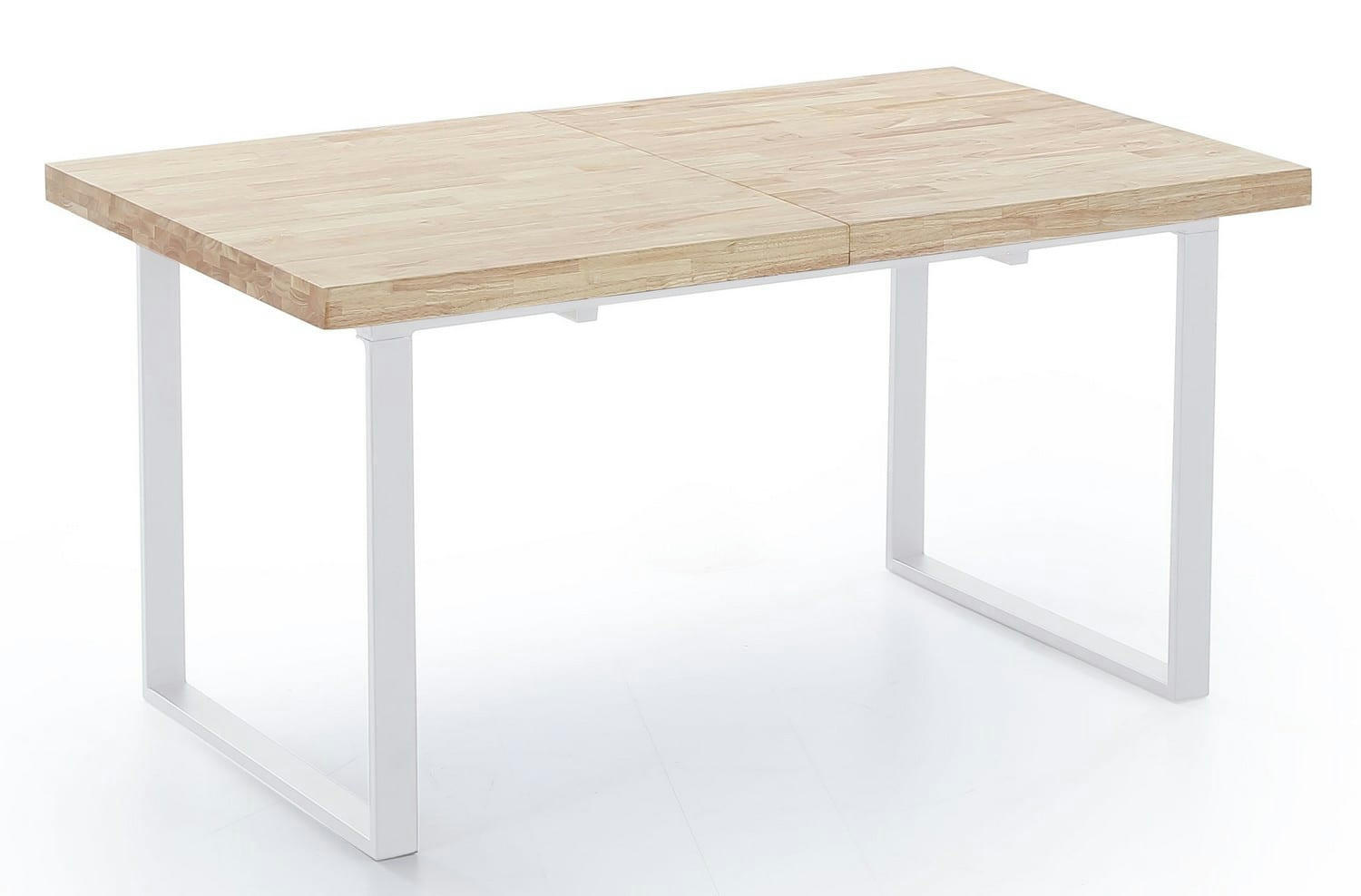 MATIKA - Table repas extensible bois clair et acier blanc L180