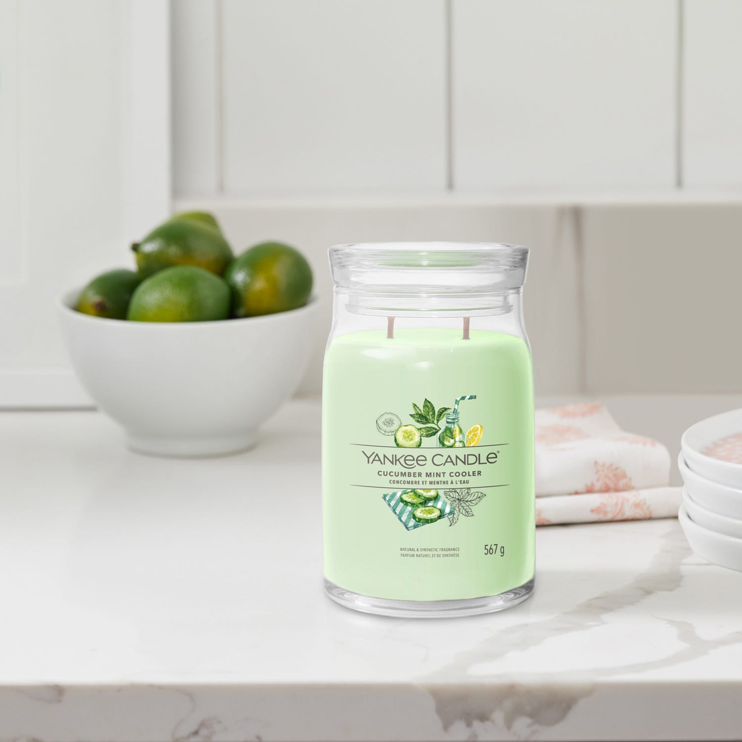 Cucumber Mint Cooler, candela in giara grande Yankee Candle