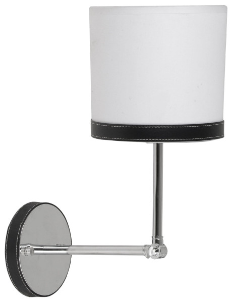 Lampa kinkiet TIDA 1x40w e14 chrom/abażur płótno/skóra