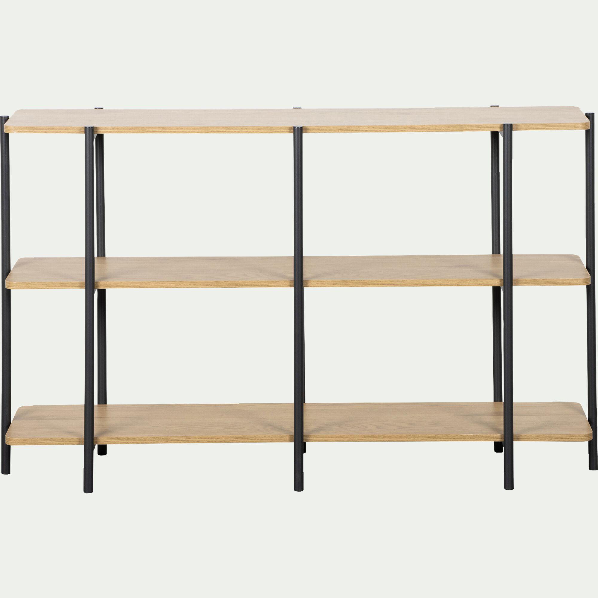 IZZY - Bibliothèque en bois et fer noir l120cm - bois clair