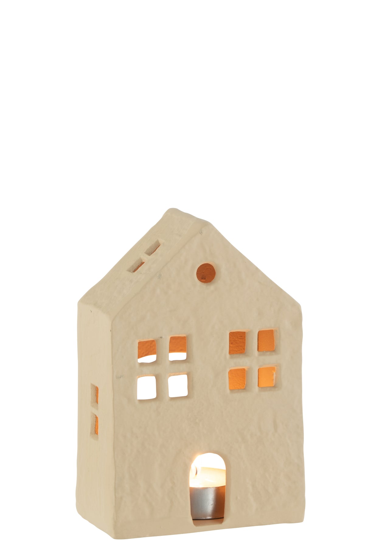 J-Line theelichthouder Huis Agra - aluminium - wit