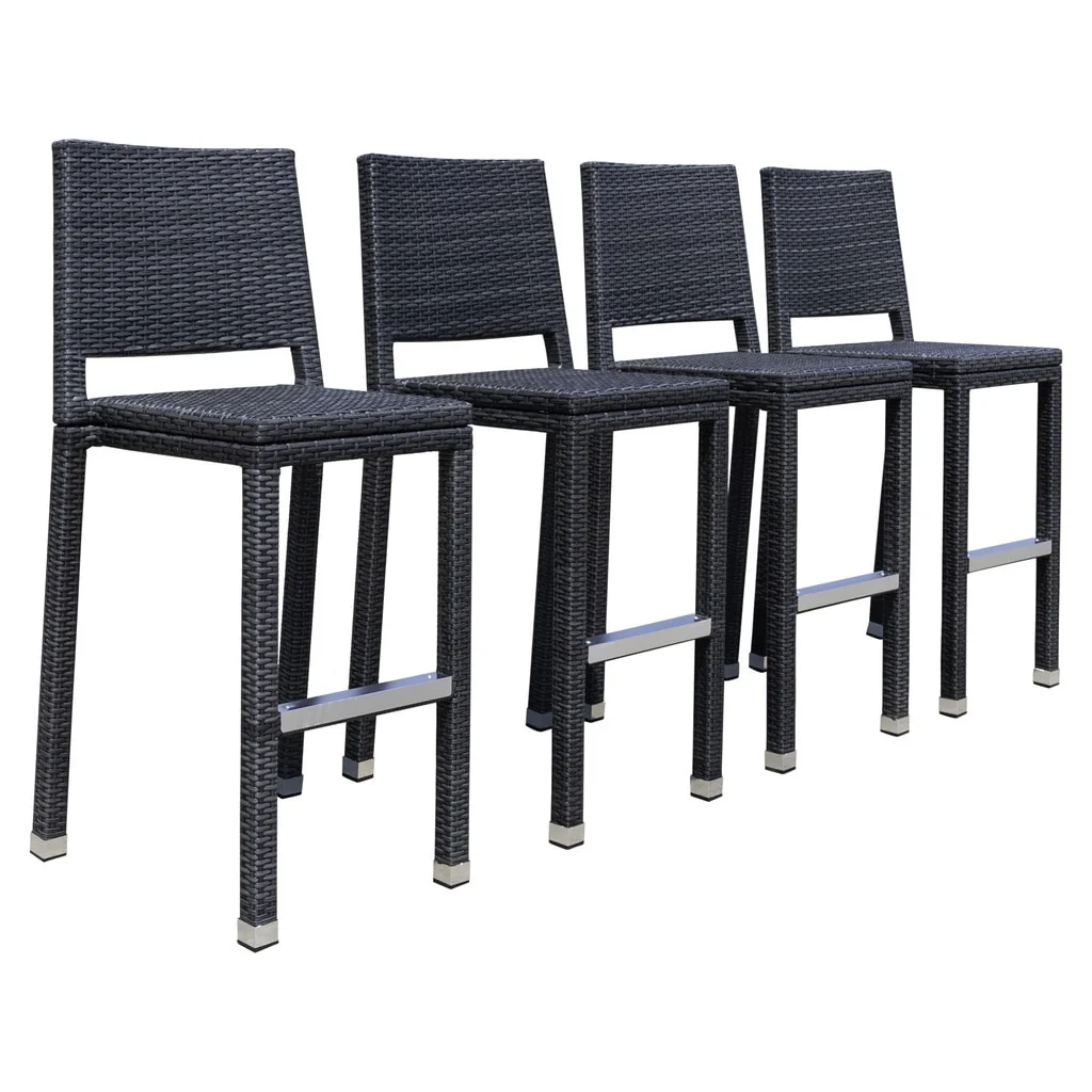 Corvus Plymouth Outdoor Modern Patio Aluminum Wicker Bar Stools (Set of 4)