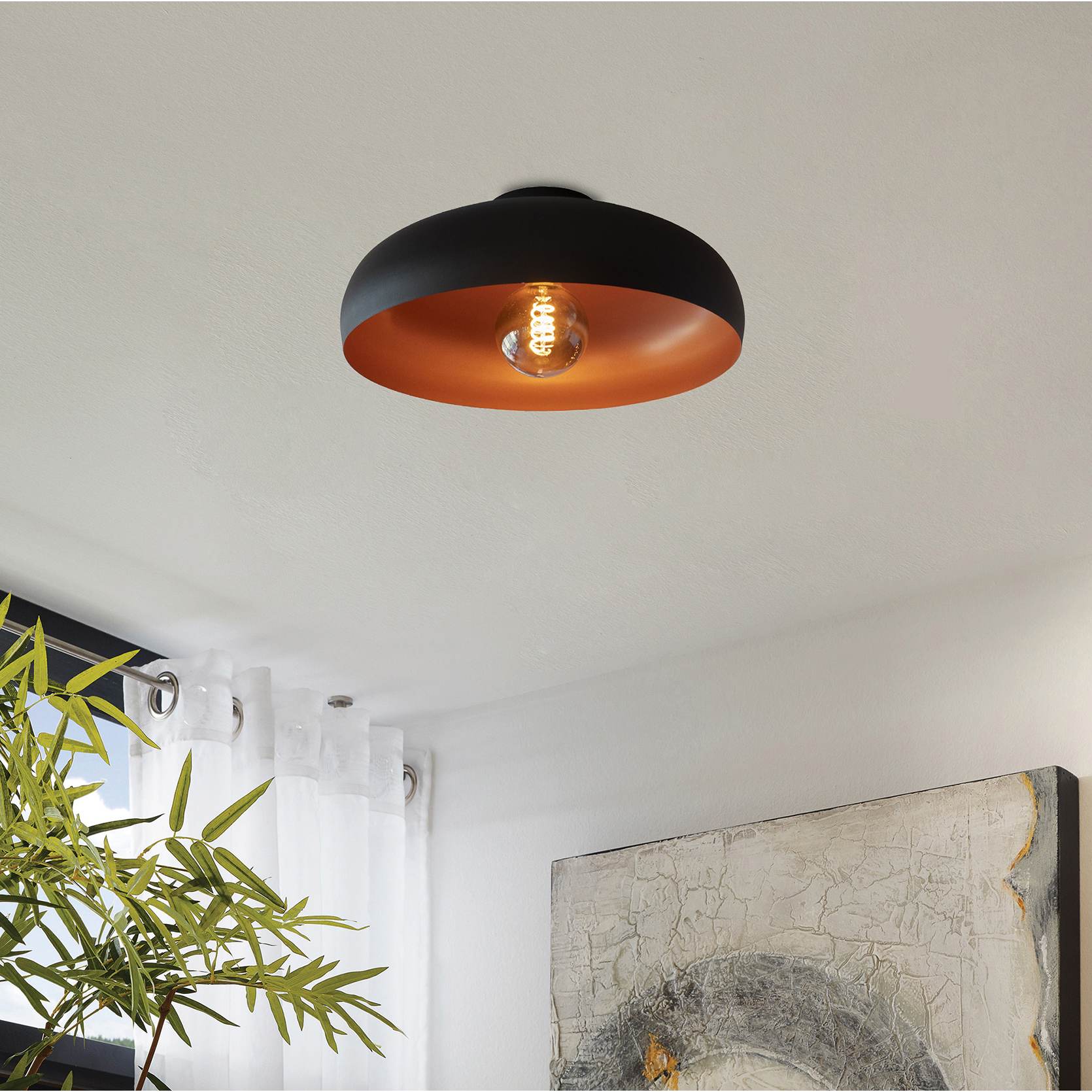 EGLO Mogano Plafondlamp Ø 40 cm - Zwart/Koper