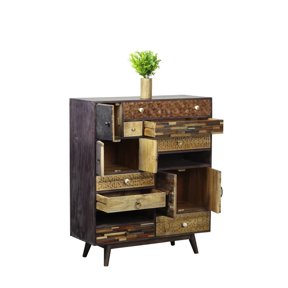 Kommode »TOBOL«, Holz, mehrfarbig/braun/grau