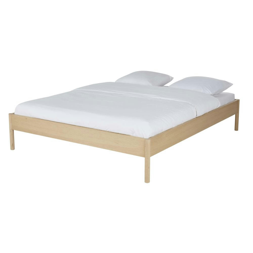 Lourka - Lit avec sommier à lattes beige 160x200