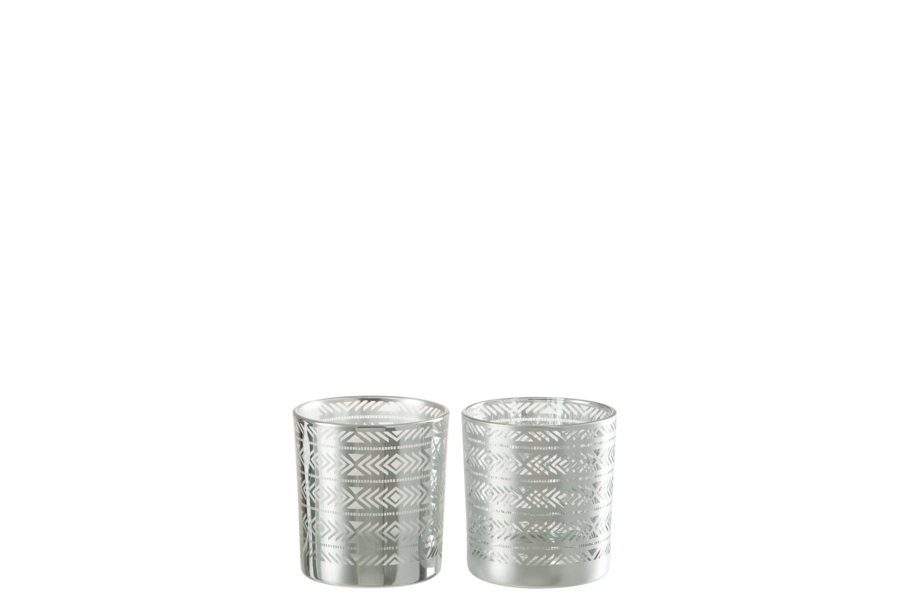 J-Line windlicht Etnisch - glas - zilver - 6 stuks
