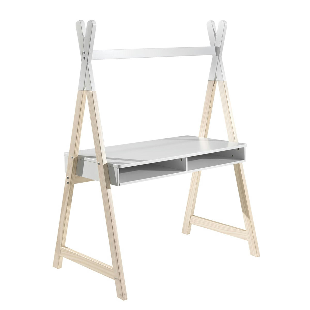 KIDDY - Bureau tipi 2 niches blanc naturel