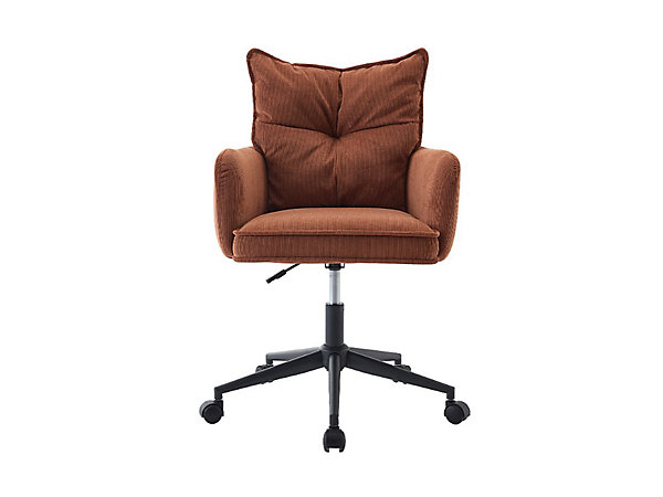 Chaise de bureau - Velours côtelé - Terracotta et noir - Hauteur réglable - BATARU