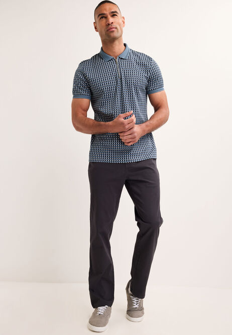 Mens Charcoal Straight Leg Chino Trousers
