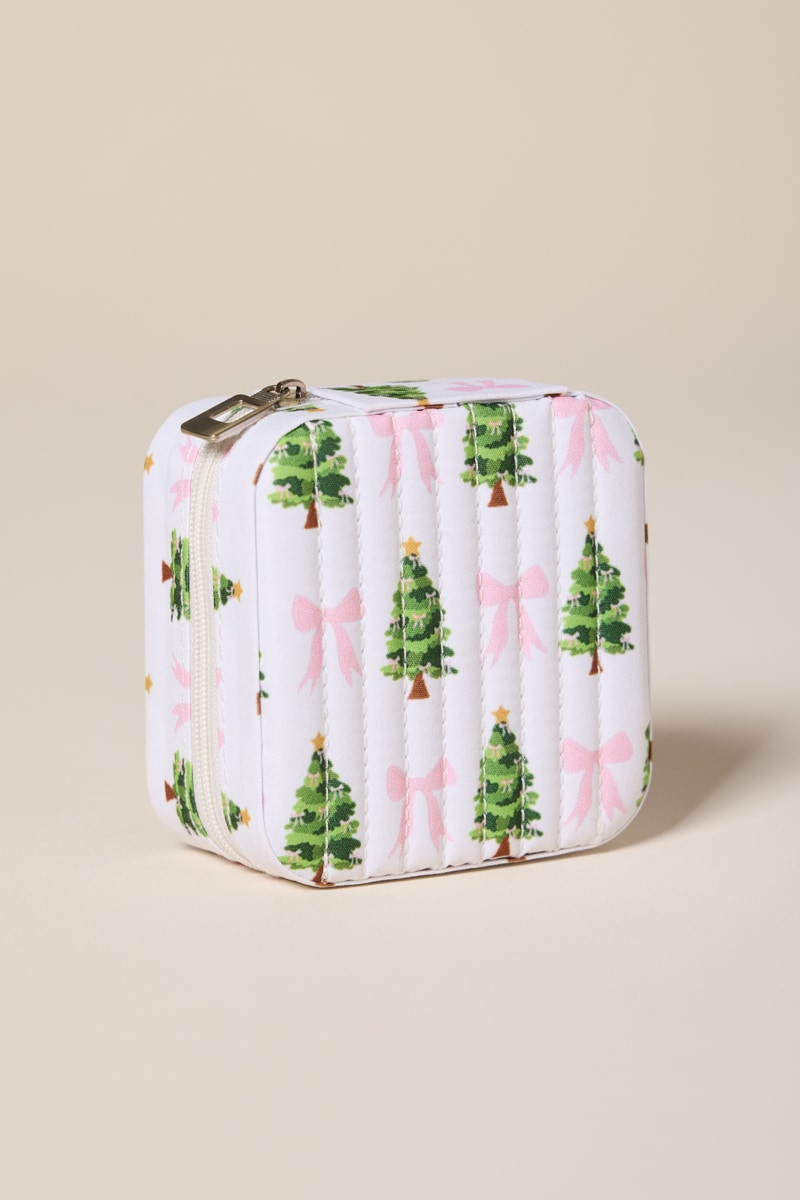 Christmas Trees and Bows Travel Jewelry Box