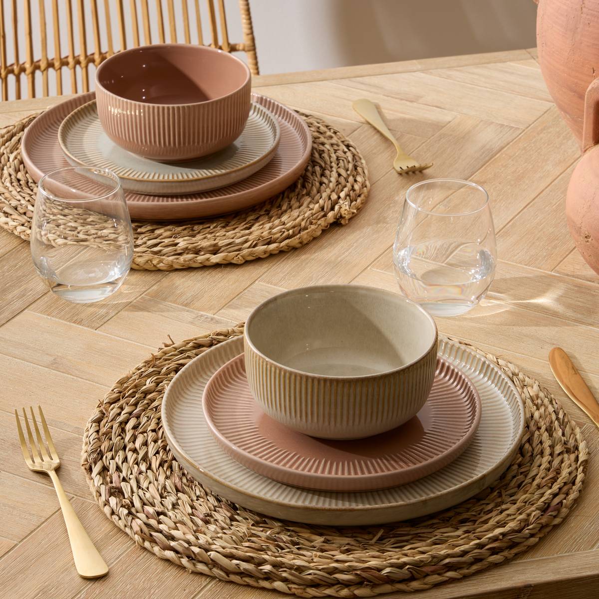 Deep plate "Chloe" Stoneware (ceramic), D.14.2 cm, Beige