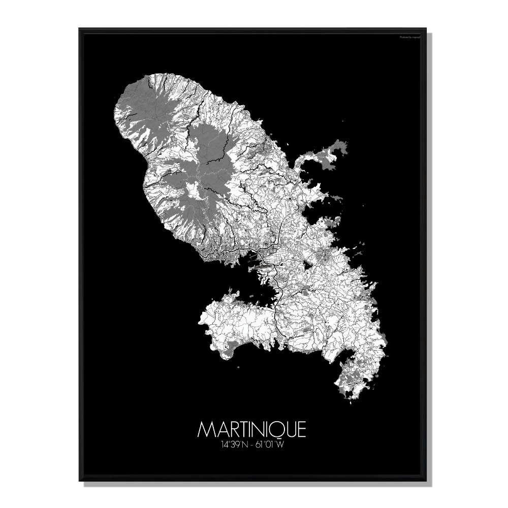 - Affiche Martinique Carte N&B 40x50