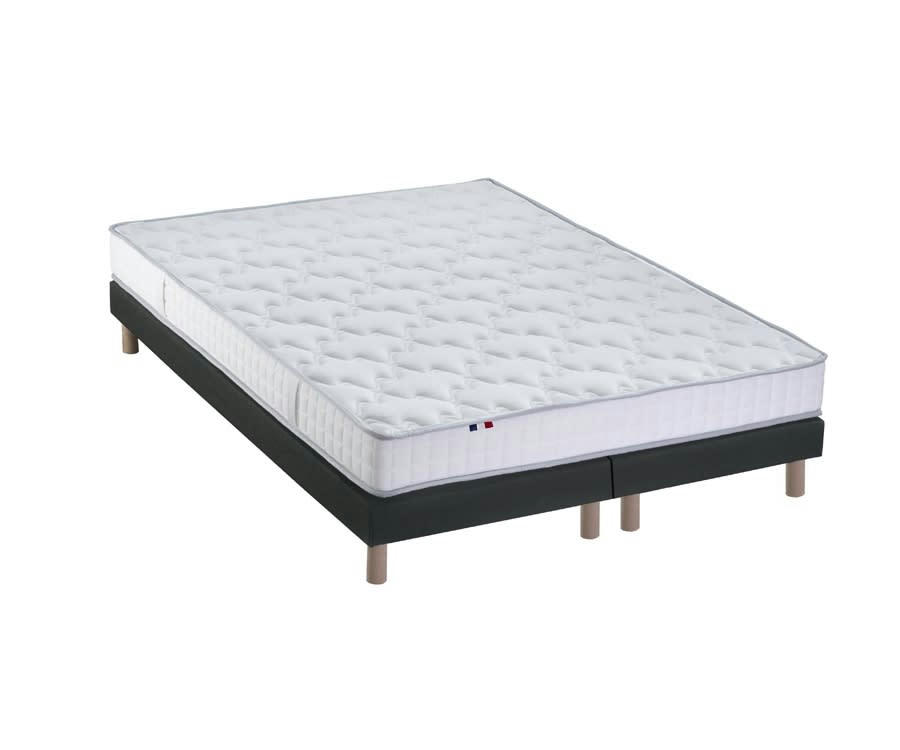 ENSEMBLE PURE - Ensemble matelas 100% latex 3 zones sommier noir 160x200