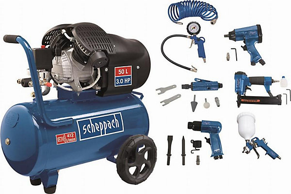Compresseur d'air Scheppach HC55DC 2 cylindres - 50 L - 2200 W (3,0 HP) - 10 bars - 5906101904