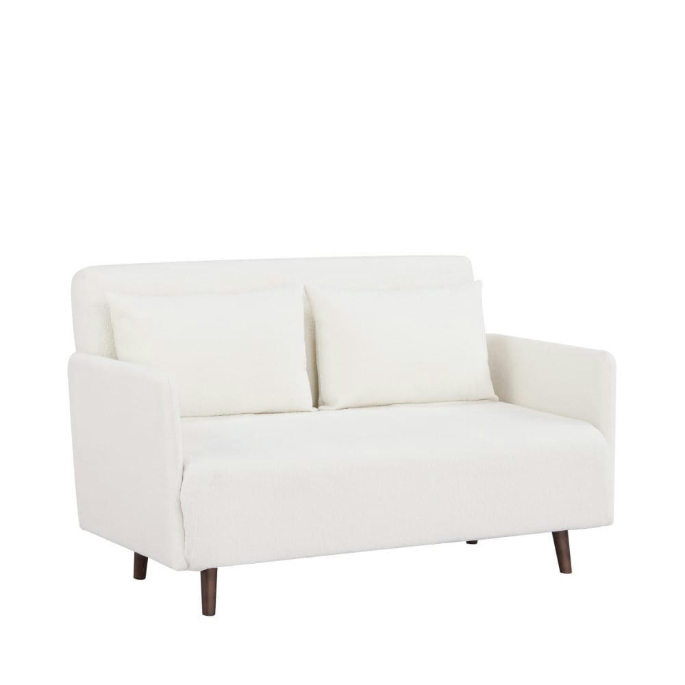 BELUSHI - Canapé convertible 2 places en tissu bouclette (L120cm) ecru