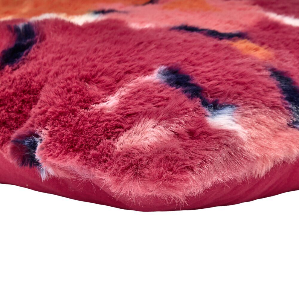 Coussin carré vintage motif fleurs rose blanc orange 40x40cm