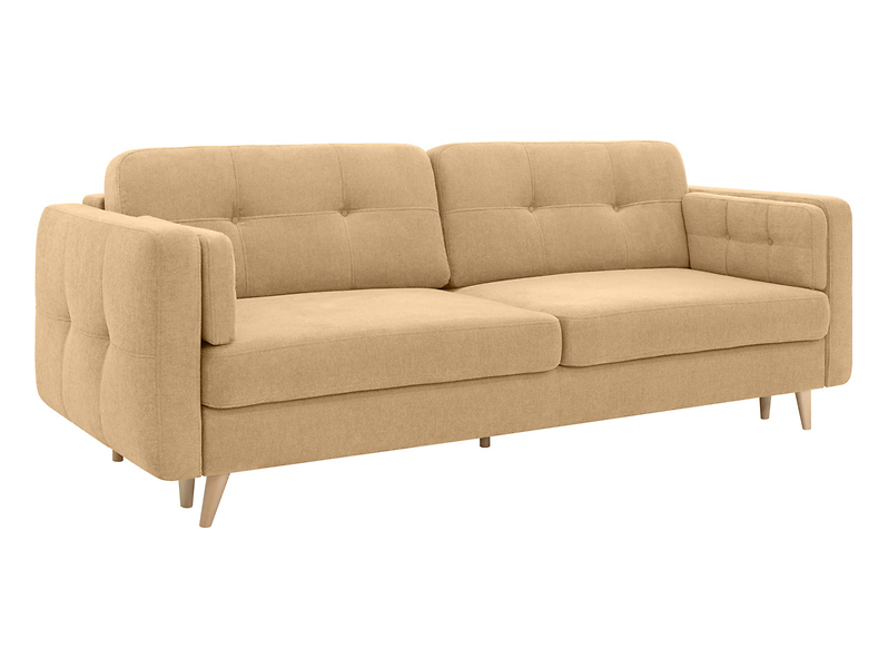 Sofa trzyosobowa Cornet rozkładana z pojemnikiem miodowa
