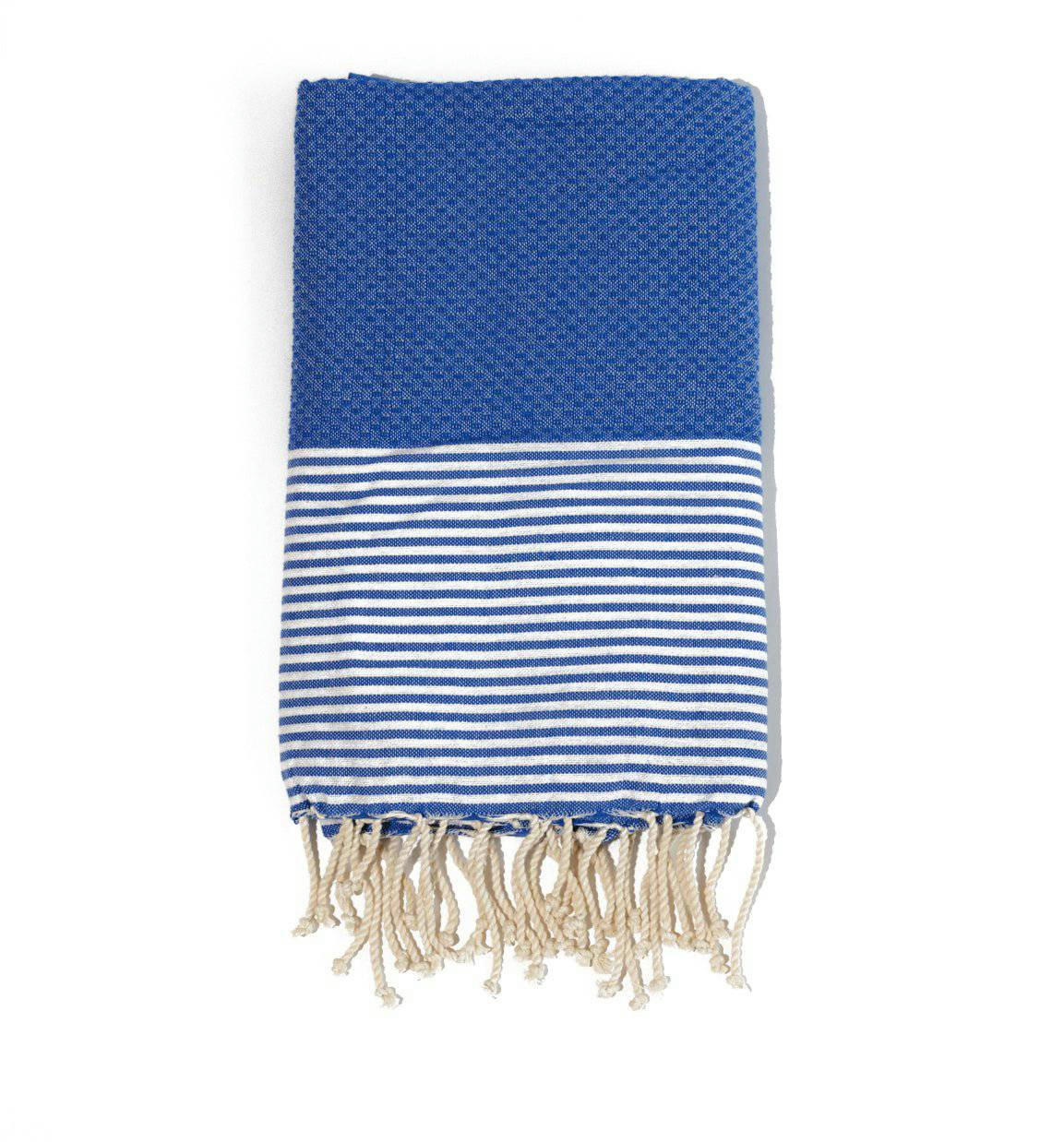- Fouta en coton tissage nid d'abeille 100x200cm bleu royal