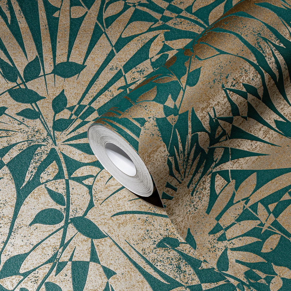 A.S. Création behang bloemen groen, goud en turquoise - 53 cm x 10.05 m - AS-388311