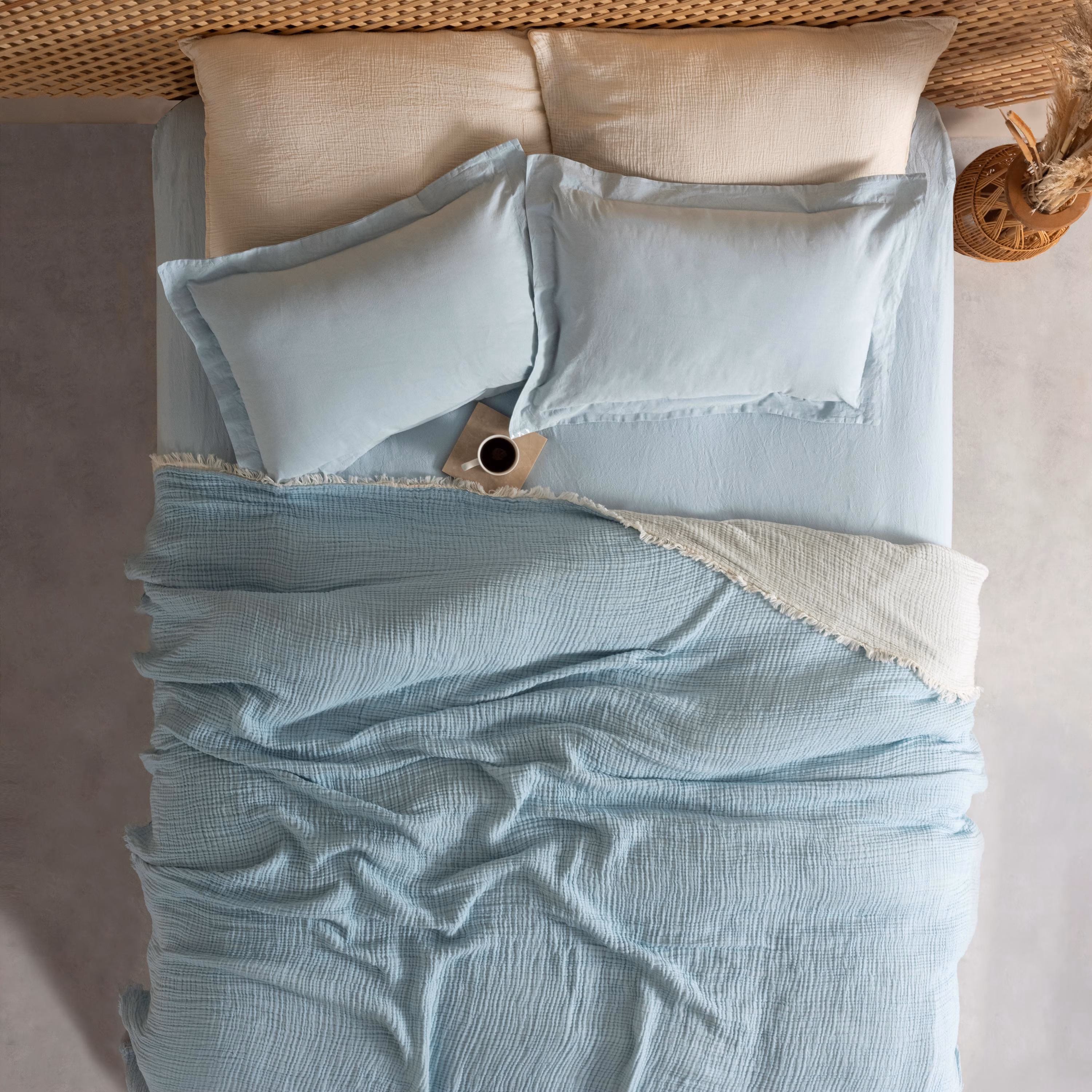 King Size Organic Soft Cotton Bed Spread - Reversible Boho Quilt