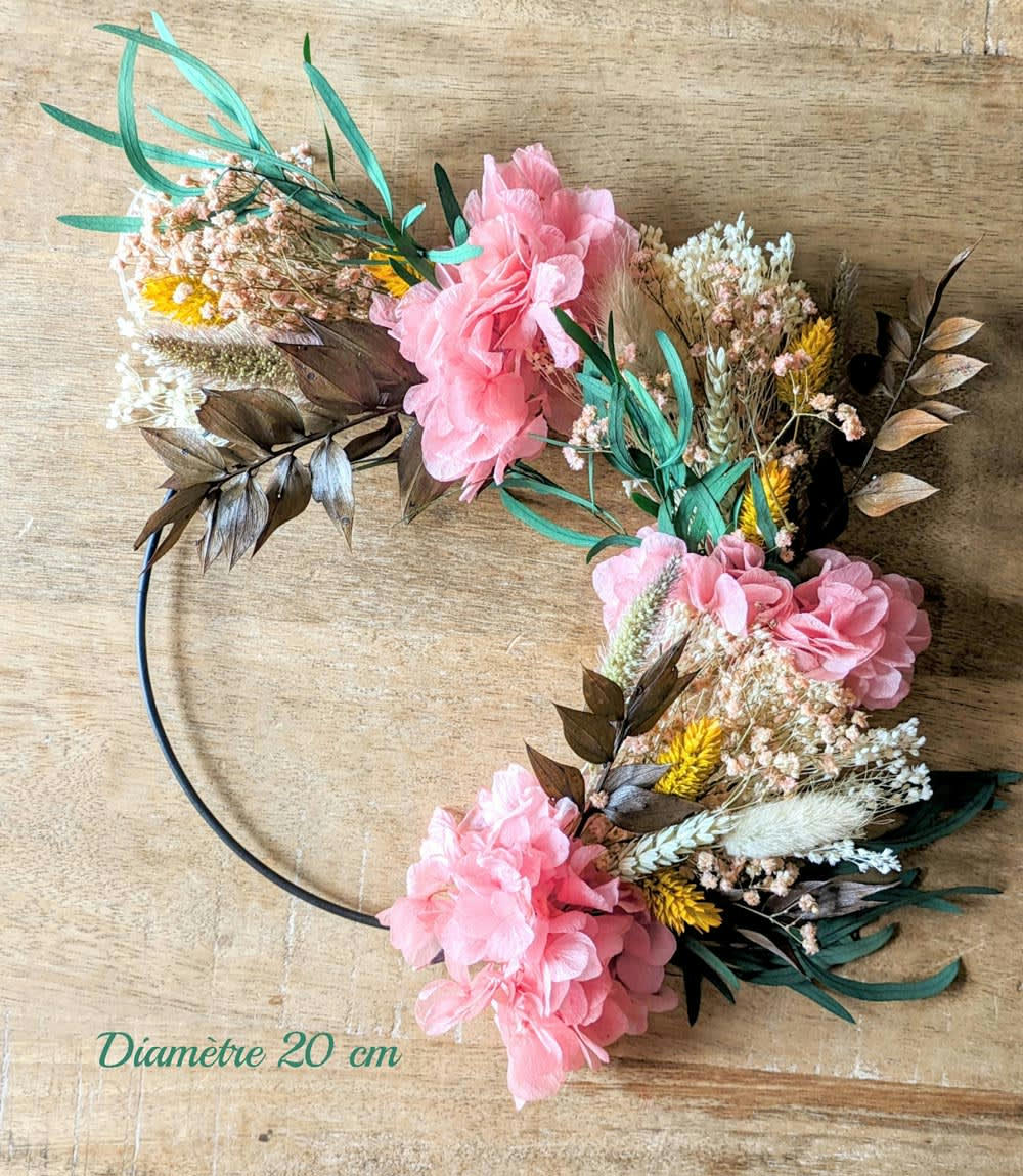 - Couronne murale de fleurs séchées Honorine D20cm