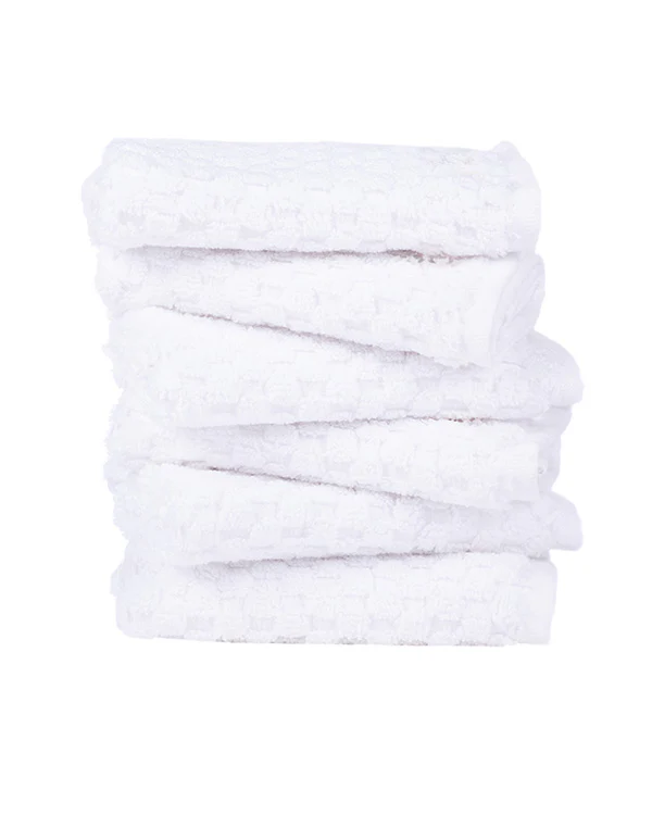 Atom Washcloth Bath Bundle - White - 6 Pack