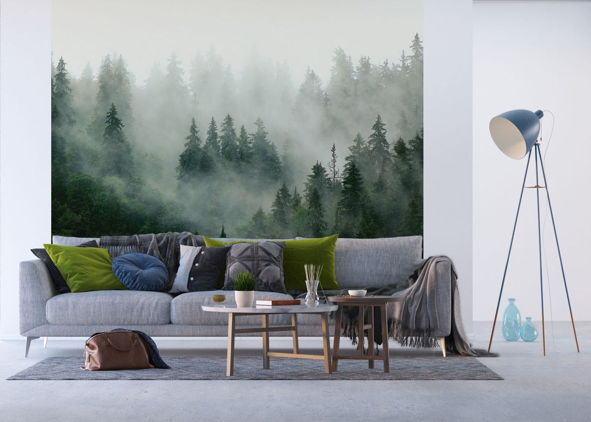 Sanders & Sanders fotobehang berglandschap met bomen groen - 270 x 300 cm - 601175