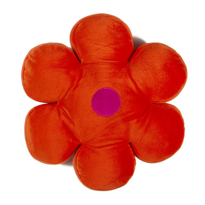 GONZO - Coussin en suédine en forme de fleur orange diam.65
