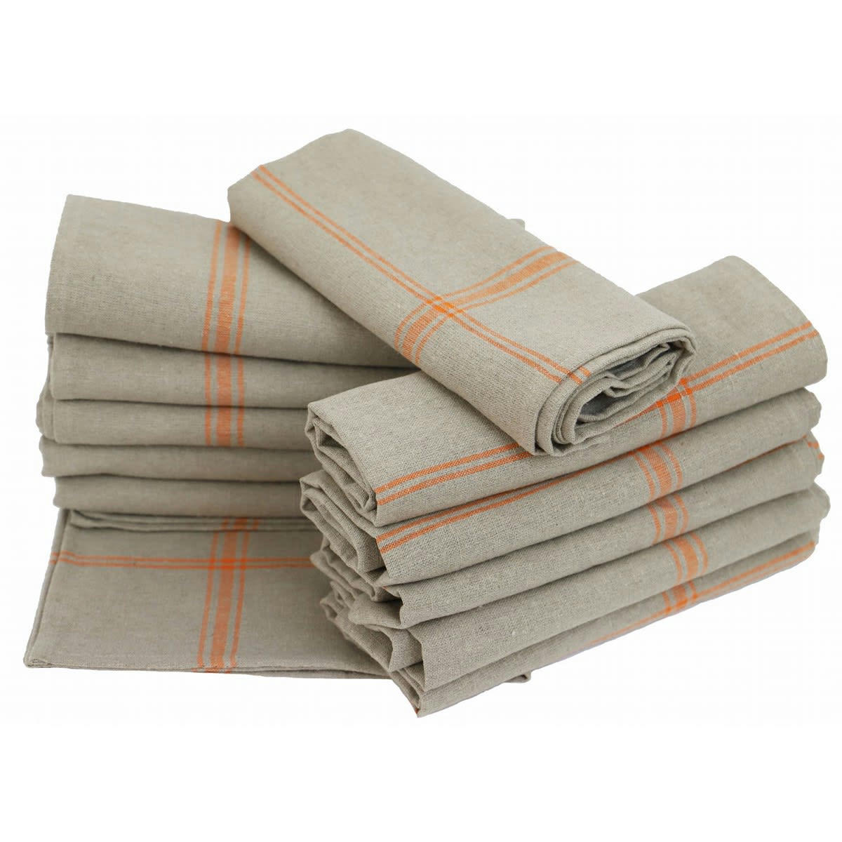 TORCHON NORMANDIE PAR 12 - Lot de 12 torchons de cuisine en lin orange