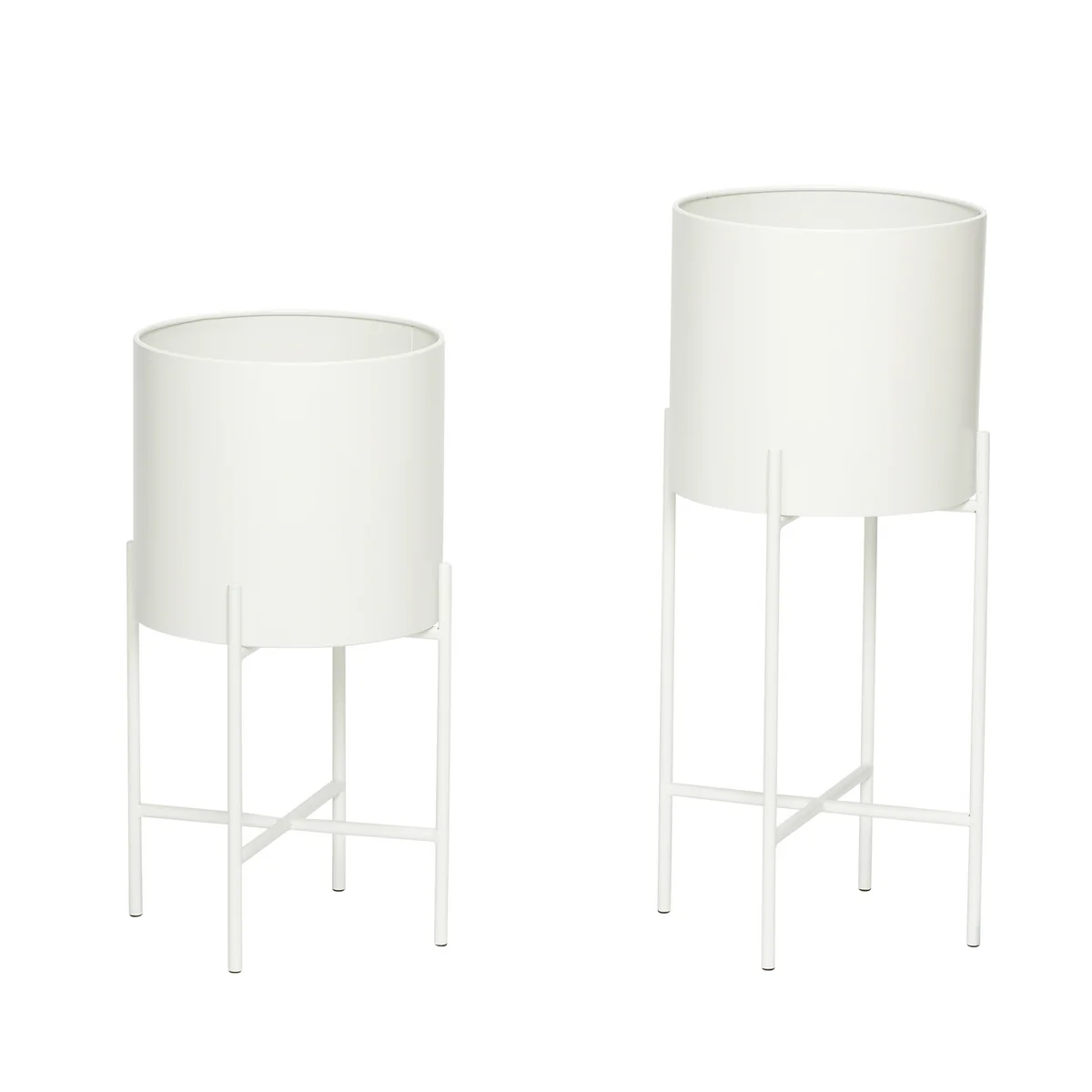 Hübsch Interior - Airy Pflanztopf mit Gestell, weiß (2er-Set)