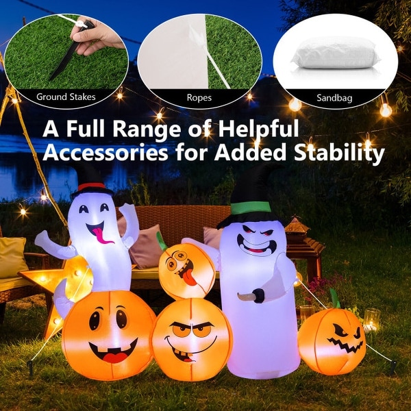 6 Feet Halloween Inflatable Pumpkins and Ghosts with LED Lights - 4 x 2.3 x 6 FT (L x W x H)