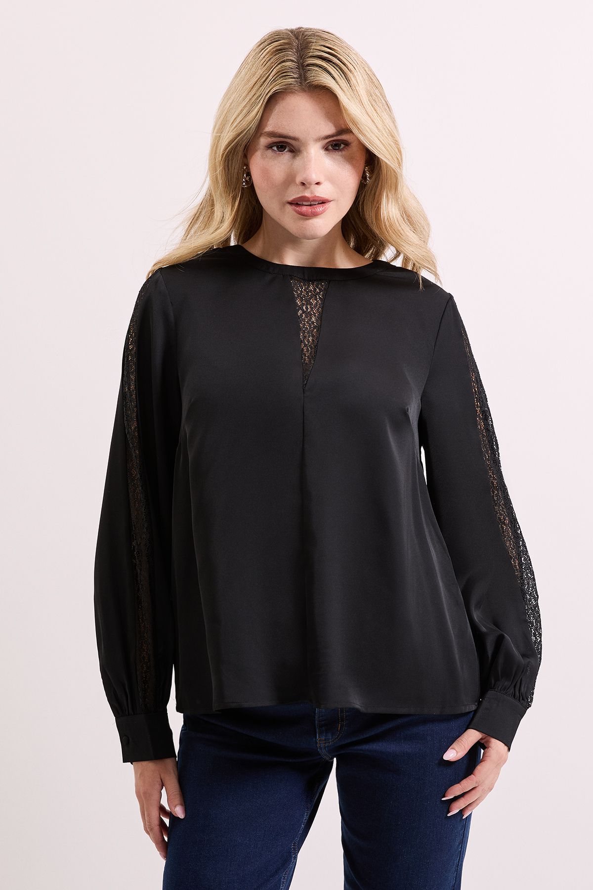 Dorothy Perkins Lace Insert Long Sleeve Blouse