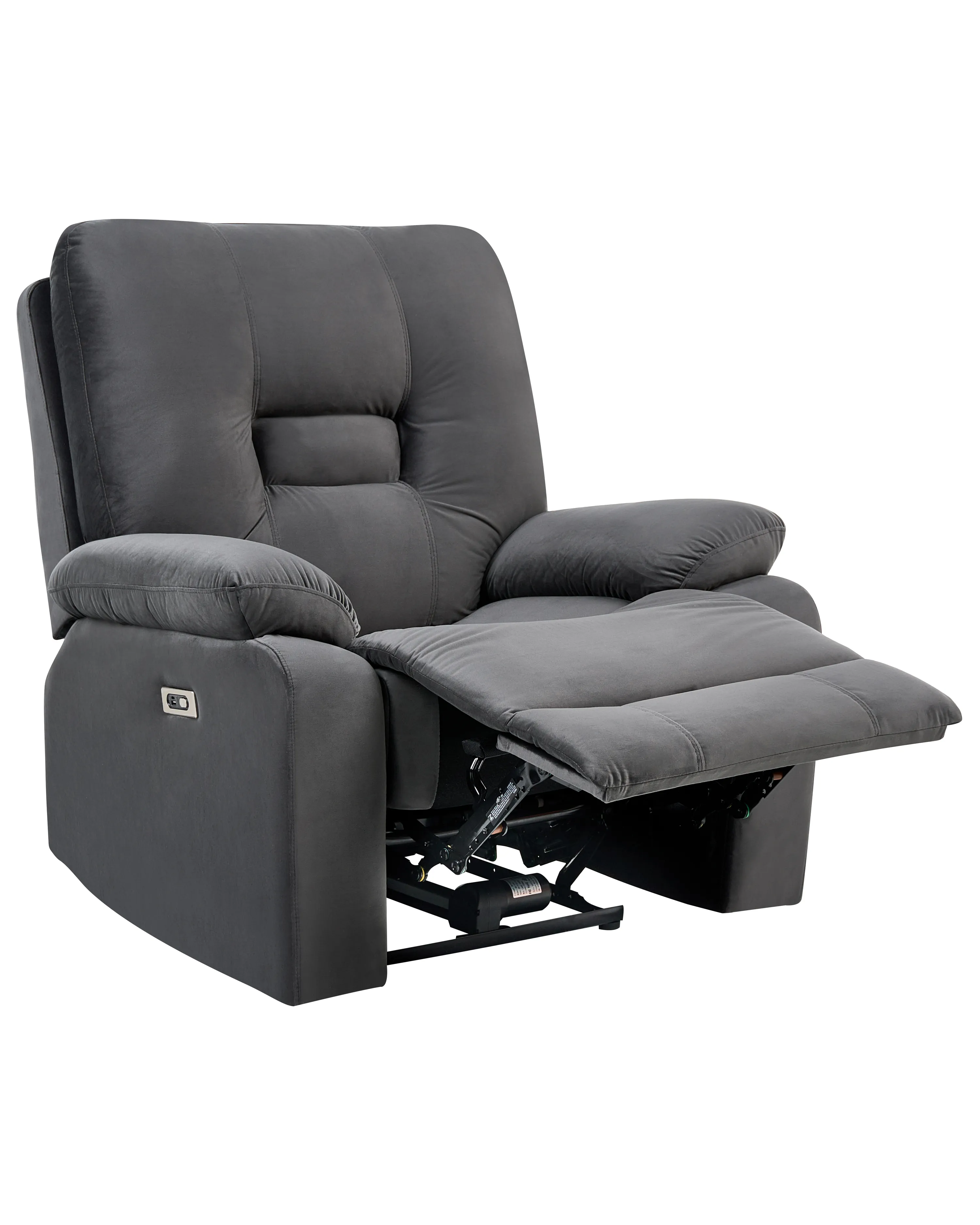 Electric Recliner Chair BERGEN Velvet Dark Grey