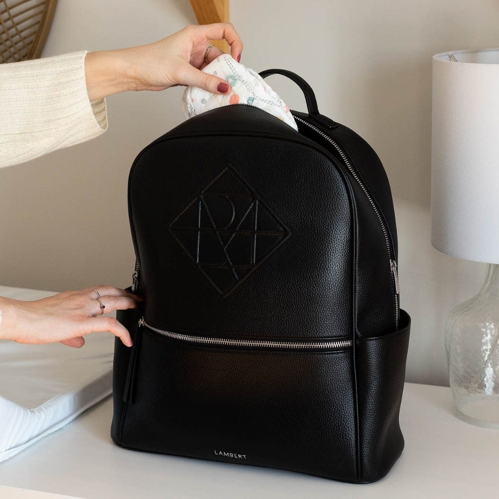 The Vicky - Black Maternity Backpack in Vegan Leather