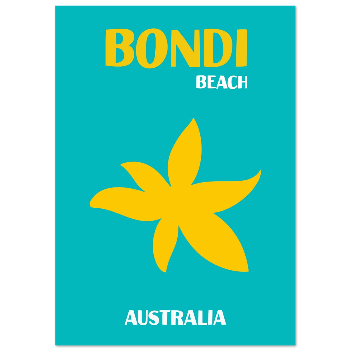 Artfulprints Poster Australië - Bondi Beach  - A4 21x29.7 cm - Turquoise