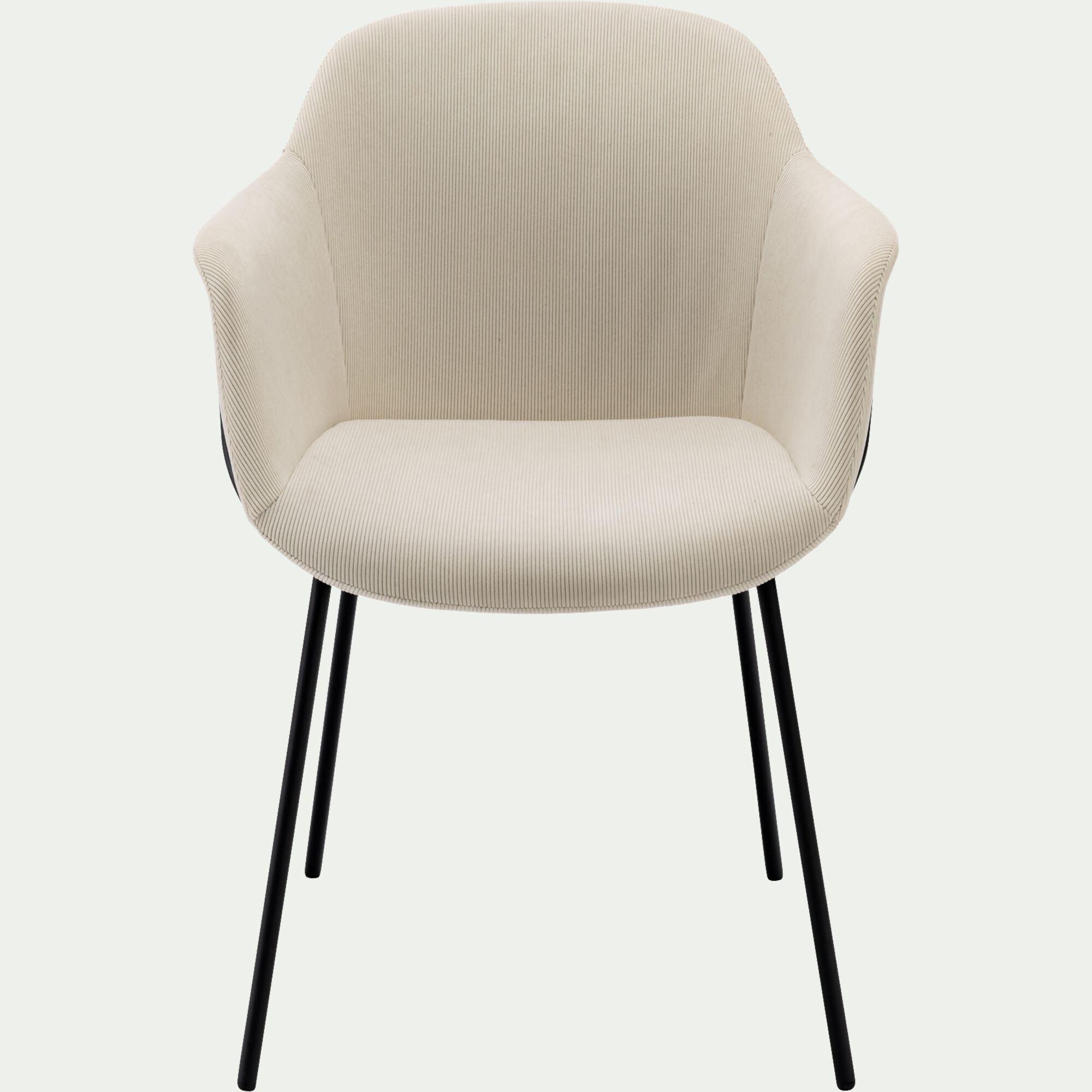 CHLOE - Chaise en velours côtelé avec accoudoirs - blanc ventoux