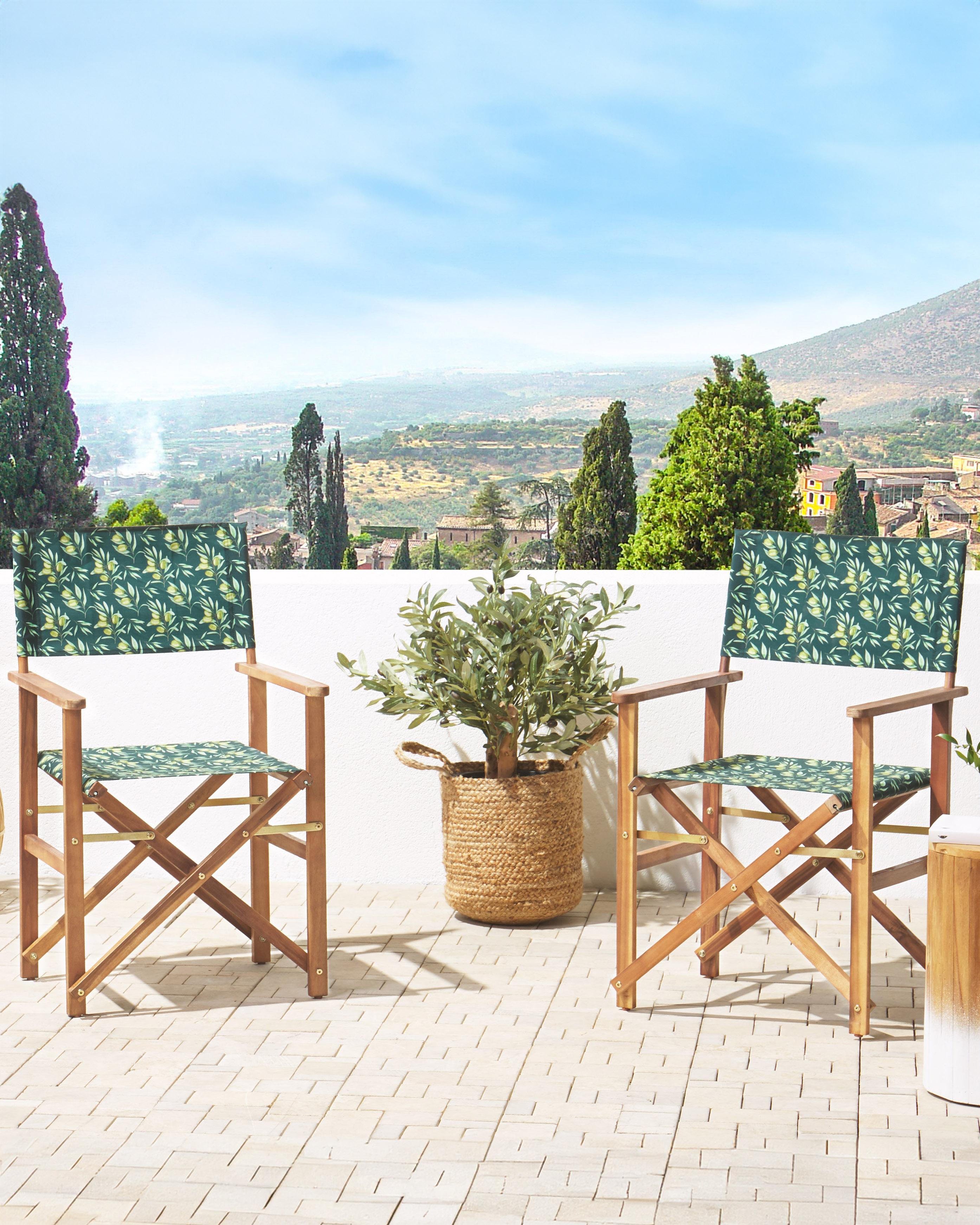 Set of 2 Garden Chairs CINE Acacia Wood Dark Green