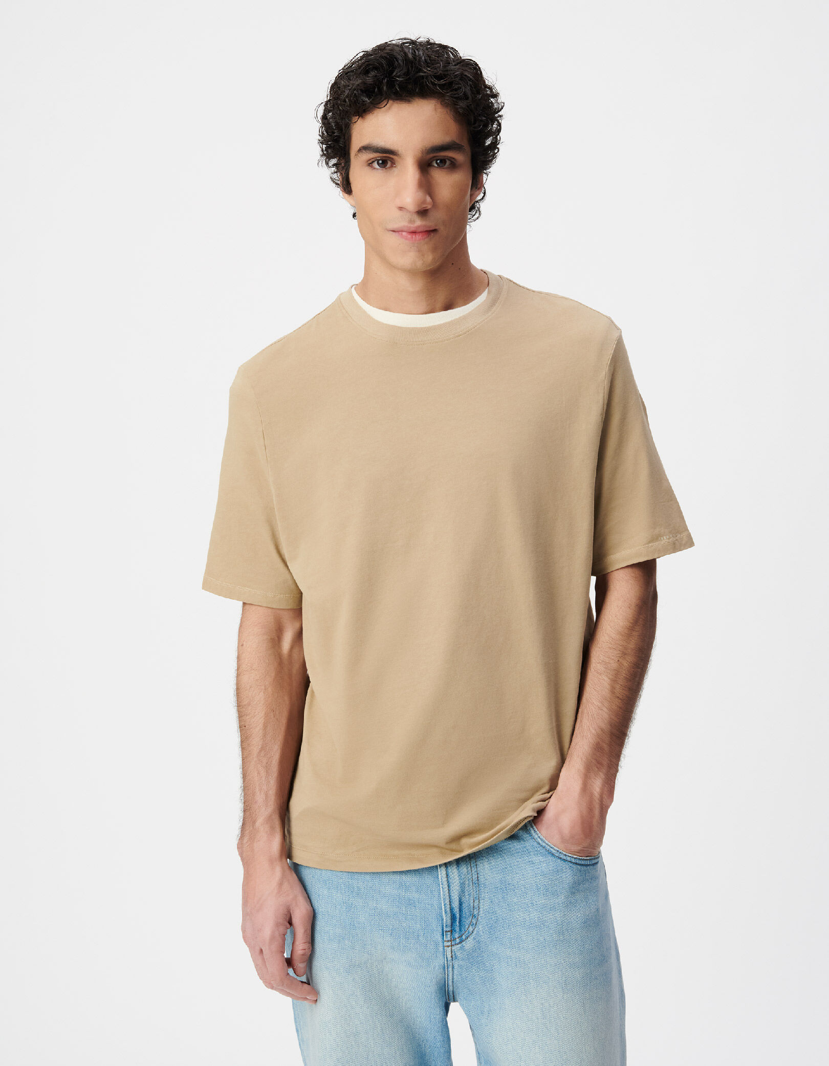 T-shirt col rond bleu ciel coton bio Homme