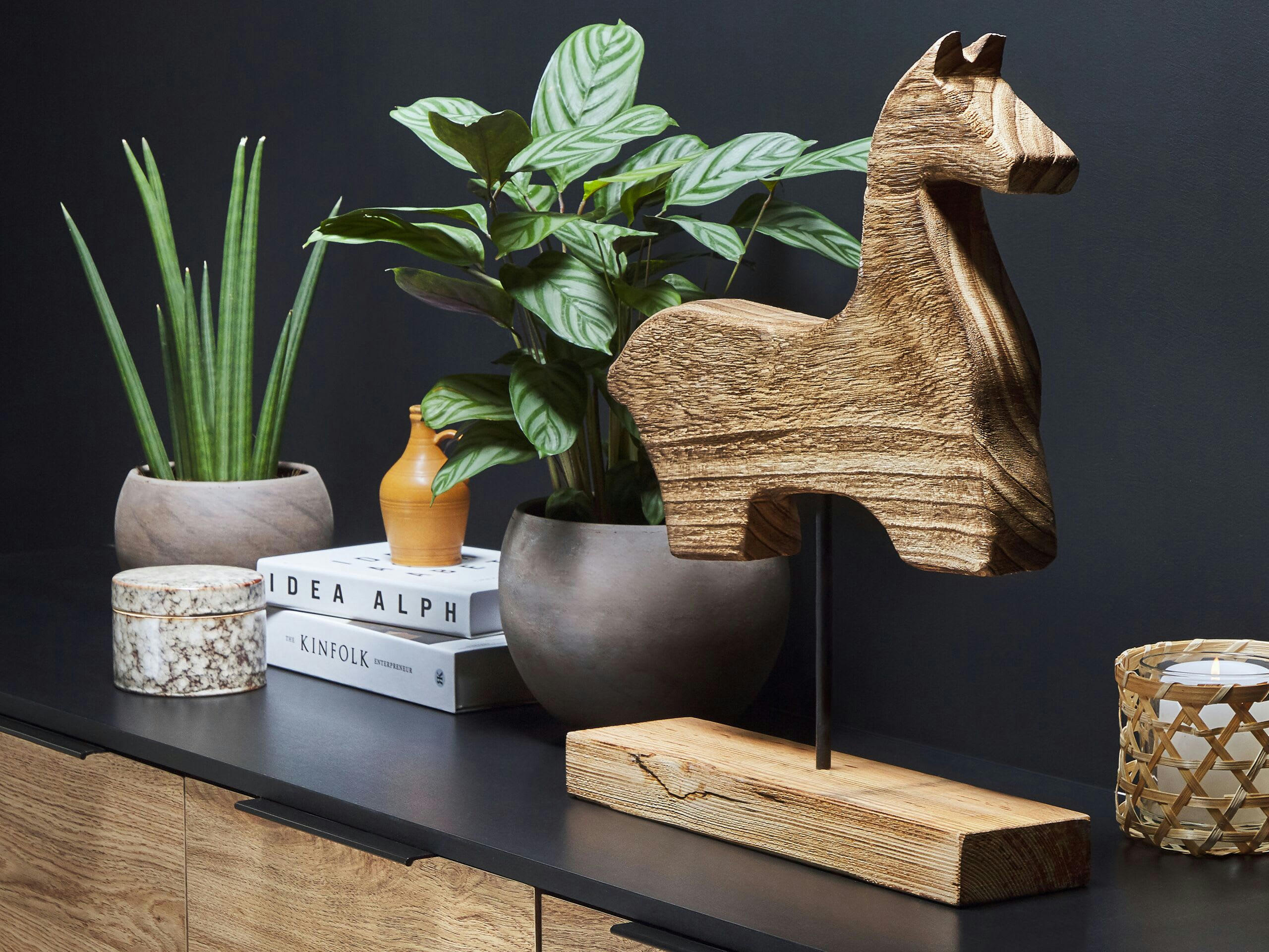 COLIMA - Décoration cheval en bois 48 cm