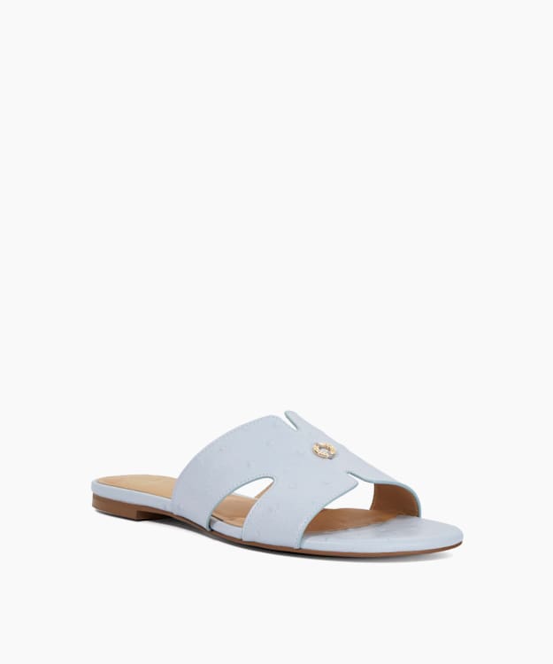 Lovable Light Blue - Leather Slip-On Sandals