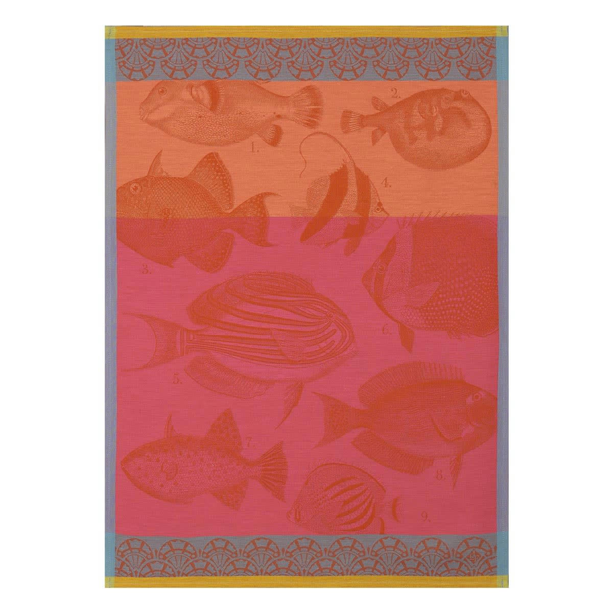 MOOREA - Torchon en coton corail 60 x 80