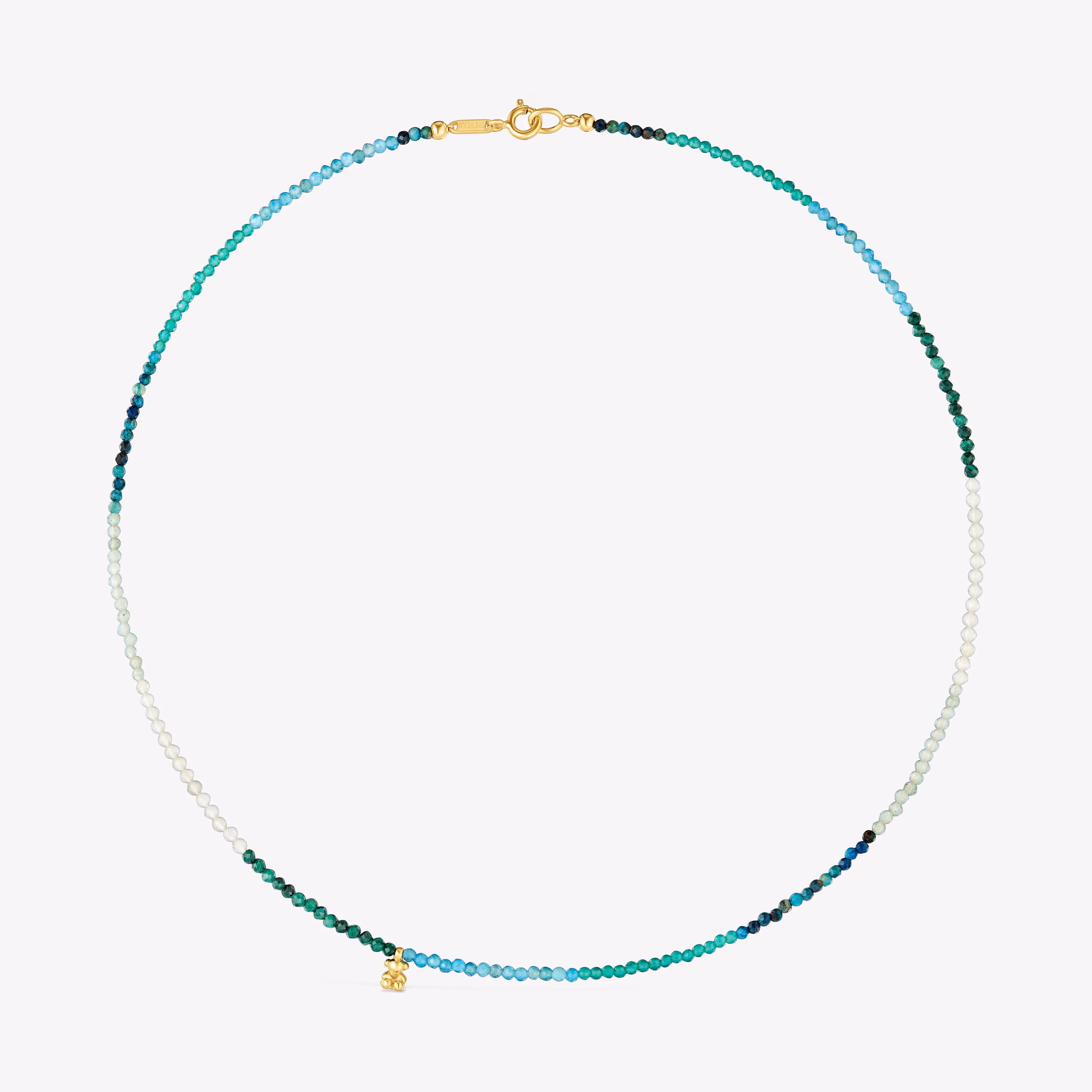 Collar corto con baño de oro 18 kt sobre plata y turmalinas Bold Bear