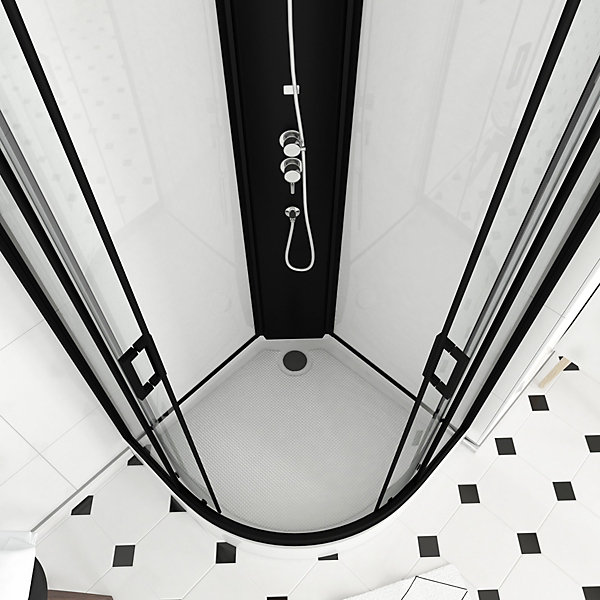 Cabine de douche LIFT UP BLACK 1/4 de cercle 85x85x235cm