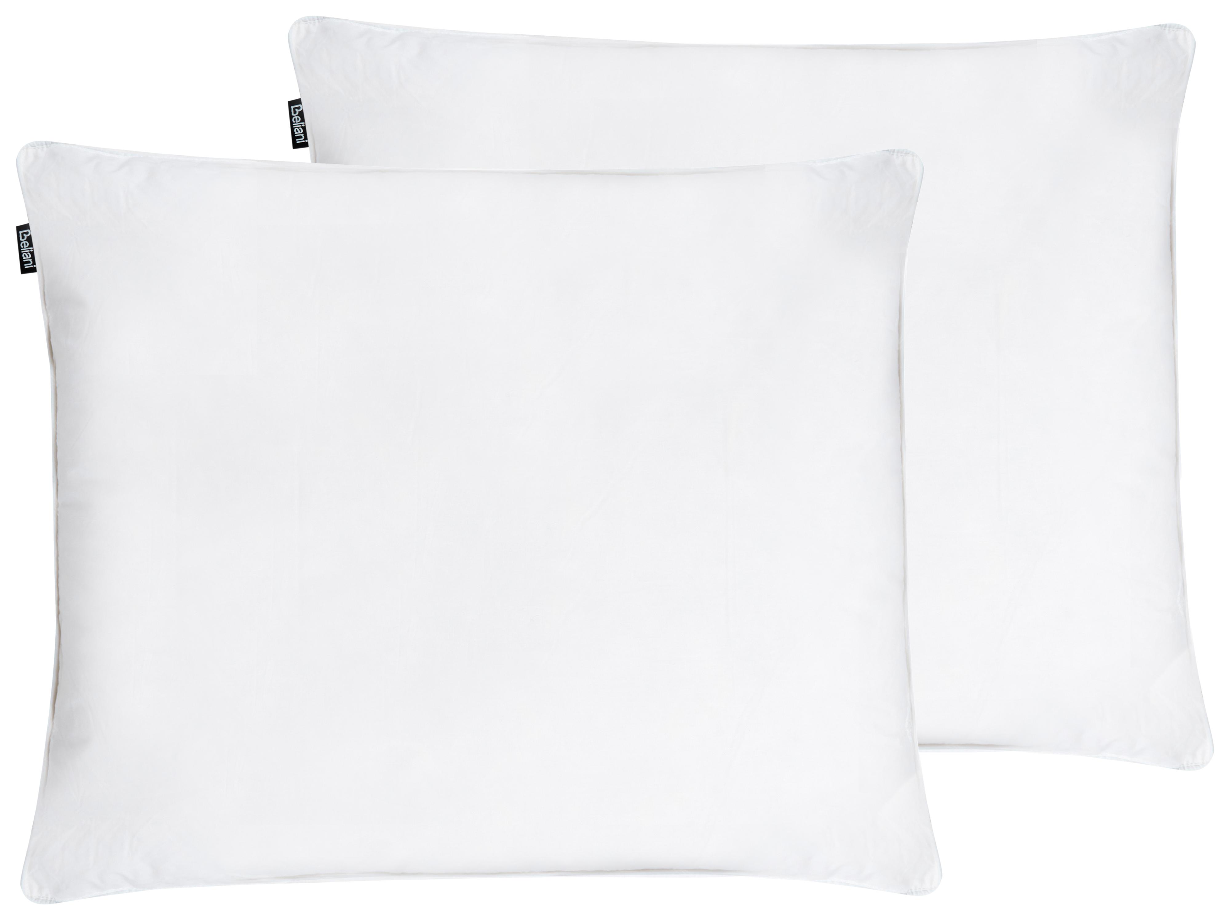 Set of 2 Bed Pillows VIHREN Low Duck Feathers and Down 50 x 60 cm White