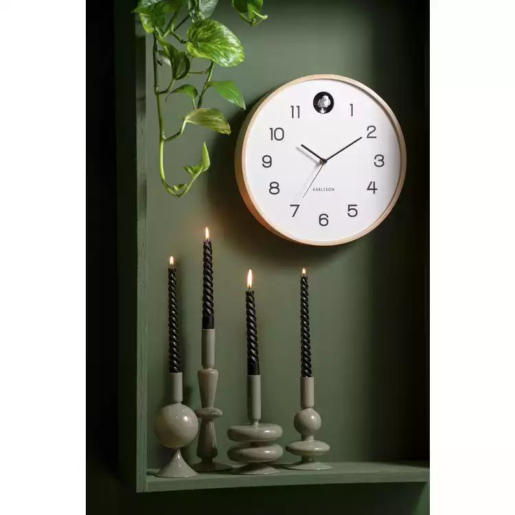 Karlsson Natural Cuckoo Analogue Wall Clock - Birch White