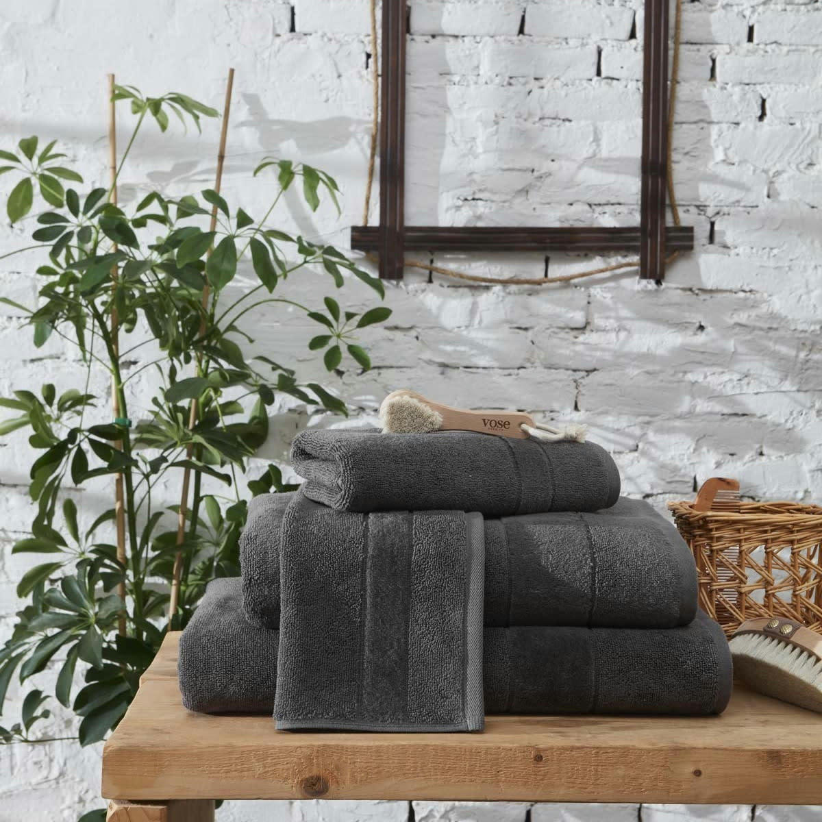 CALIFORNIA - 2 serviettes de toilette 650 g/m²  fumé 40x76 cm 40x76 cm