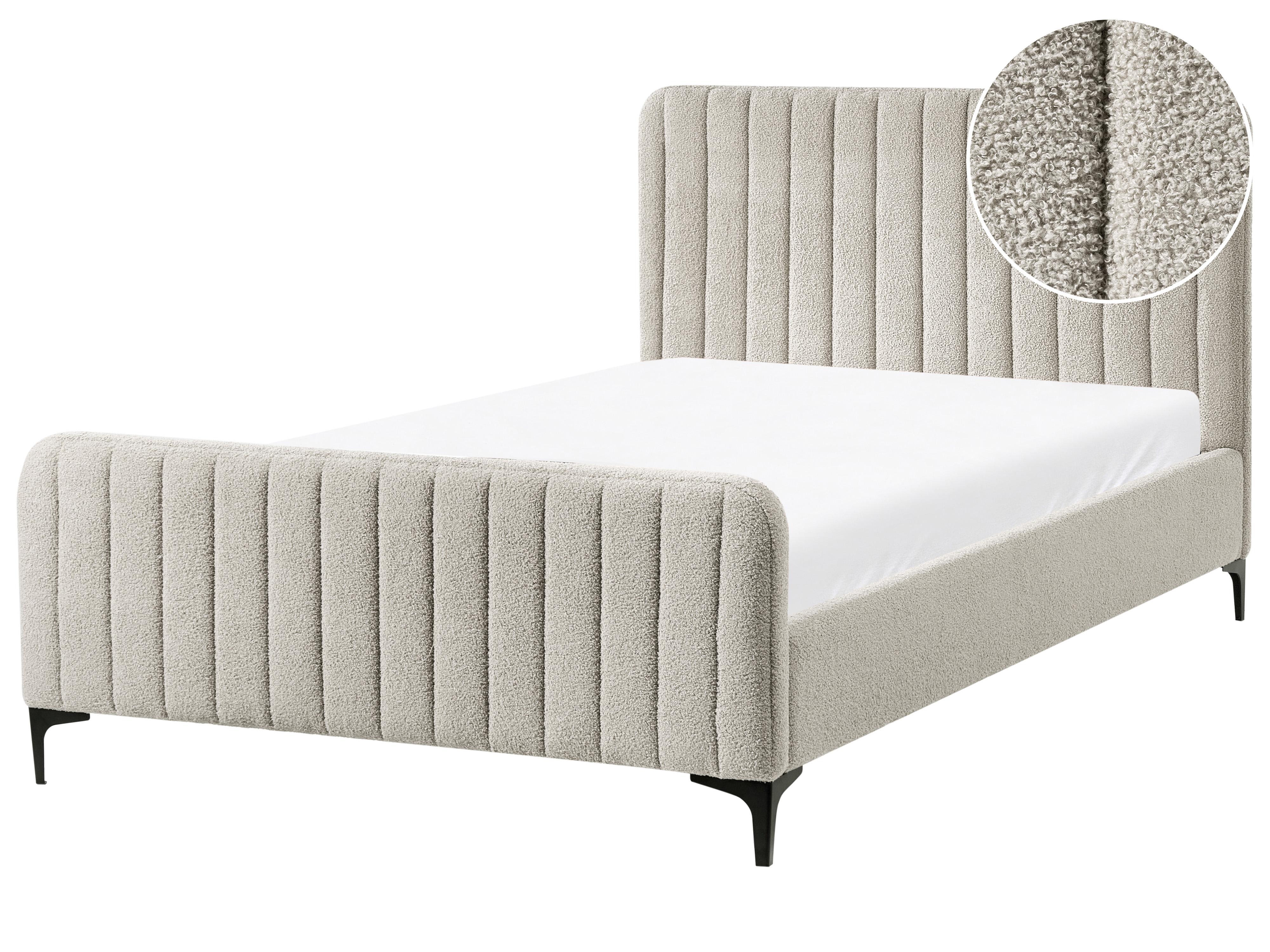 Bed Boucle LUNAN 120 x 200 cm (EU Small Double) Beige