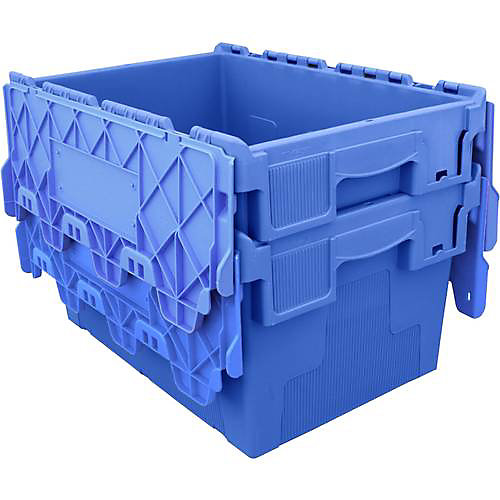 Bac navette palettisable avec couvercle, 54 L, bleu, 32 x 60 x 40 cm, plastique - gerbable et emboîtable.