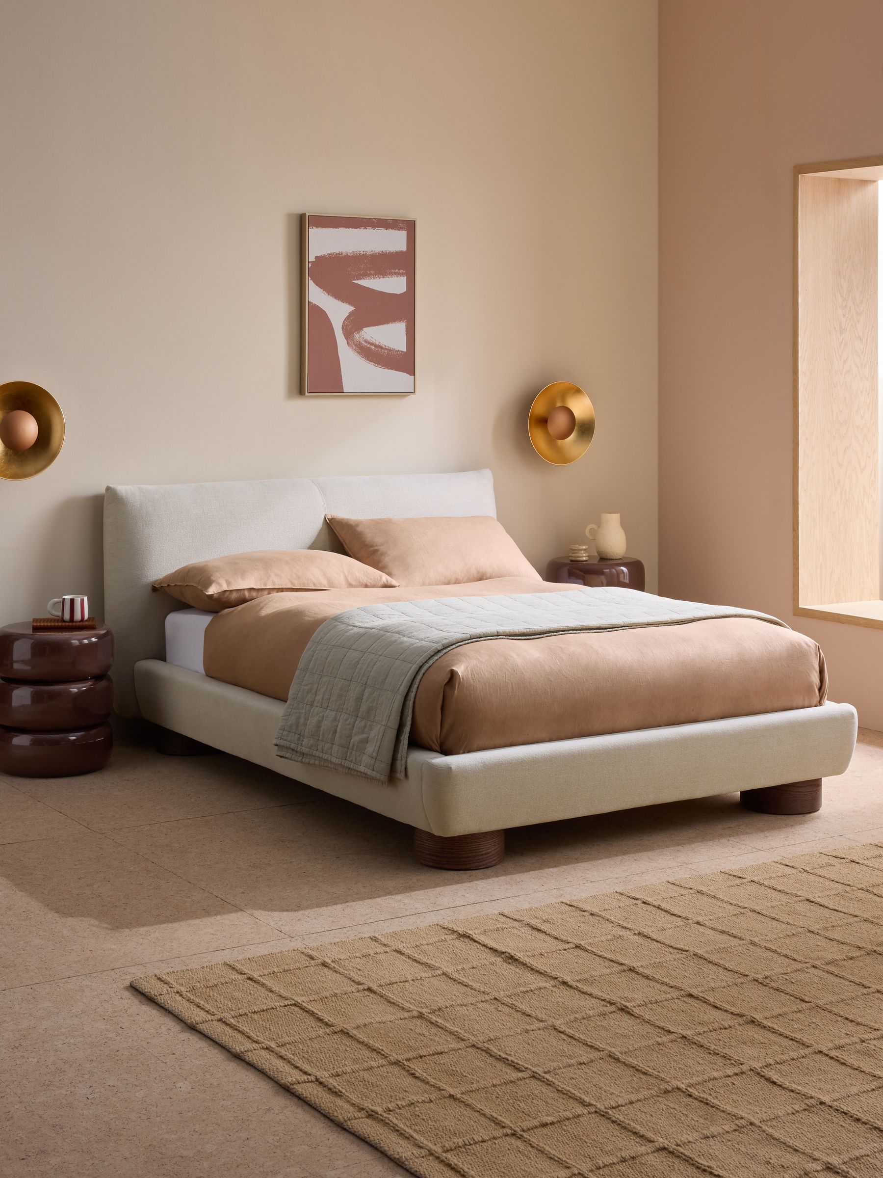Jude Bed in Soft Textured Weave Linen Natural