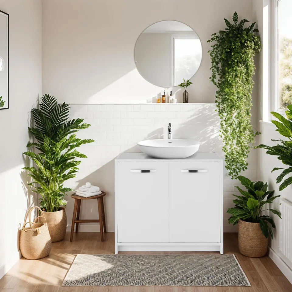 tectake Wastafelonderkast Katalina, ruim, draagkracht 20 kg, Wit